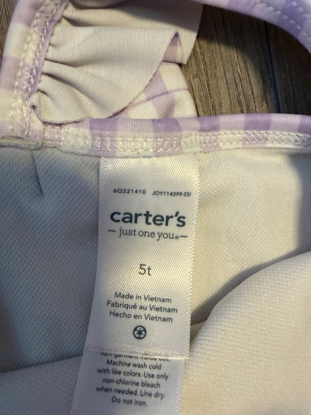 Carter's Lavender Gingham Ruffle One-Piece Swimsuit - Picture 2 of 4